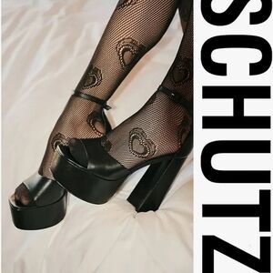SCHUTZ Black Peep-Toe Platform Sandals
